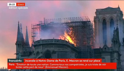 Violent incendie en cours sur le toit de la Cathédrale Notre Dame de Paris - La flèche s'est effondrée un peu avant 20h