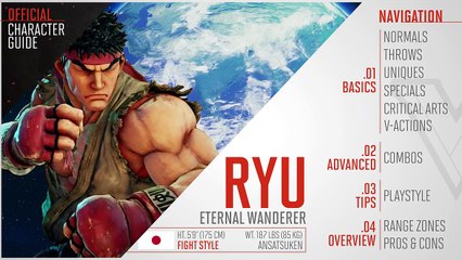 Guide officiel Ryu de Street Fighter V
