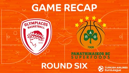 EuroLeague 2017-18 Highlights Regular Season Round 6 video: Olympiacos 62-70 Panathinaikos