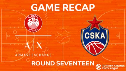 EuroLeague 2017-18 Highlights Regular Season Round 17 video: AX Milan 81-107 CSKA