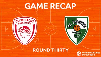  	EuroLeague 2017-18 Highlights Regular Season Round 30 video: Olympiacos 85-86 Zalgiris