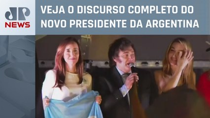 Javier Milei fala pela 1ª vez após eleito: ‘Hoje começa o fim da decadência argentina’