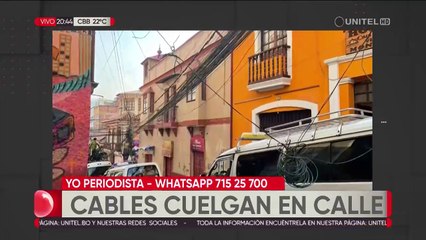 Piden retirar los cables que cuelgan peligrosamente en la calle Sagárnaga 